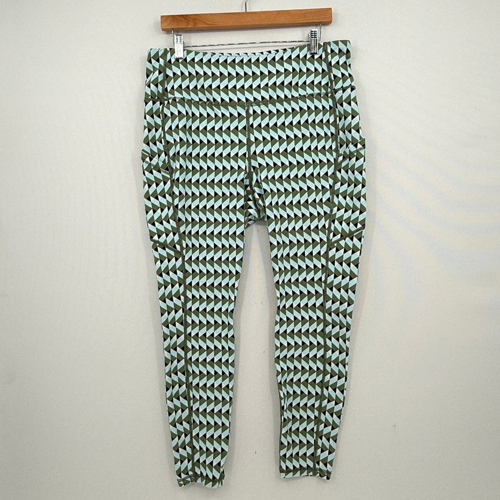 Torrid Leggings Womens 2 2X Green Blue Geometric Activewear Athleisure Mod Yoga